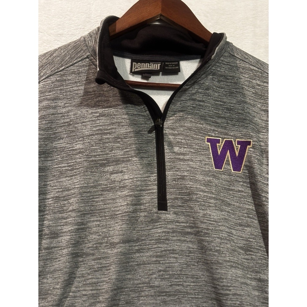 Washington‎ Huskies Pullover Mens XL Gray NCAA College Pennant 1/4 Quarter Zip